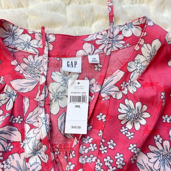 GAP Women’s Tie Waist Dress In Rayon Coral Floral Print XXL - Picture 4 of 12